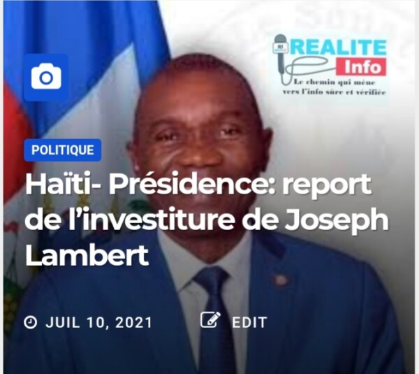 Haïti- Présidence: report de l'investiture de Joseph Lambert