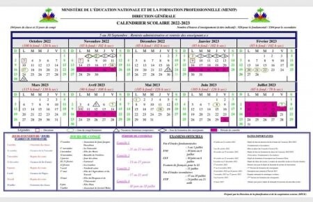 Publication du nouveau calendrier scolaire par le MENFP pour l'année académique 2022-2023